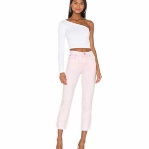 7 For All Mankind Women's Jeans Pink Size 29 HIGH WAIST CROPPED STRAIGHT RAW HEM